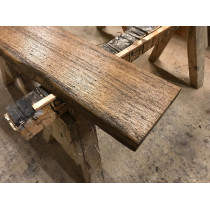Eiche, rustikal, antik geölt, Regal, Handtuchablage, Bohle, strukturiert, einseitige Baumkante, Massivholz, 120x20-25x3cm